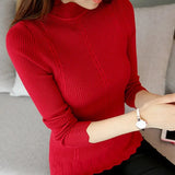 2023 Korean Slim Women Knit Sweater High Elastic Turtleneck Bottoming Basic Pullovers Winter Sexy Sweater Women