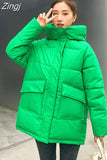 2023 Winter Women Mid-long Parkas Jackets Casual Thick Warm Hooded Pattern Coat Female Winter Outwear Jacket