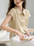 Year's Popular Purple Sleeve Short-Sleeved T-Shirt 2025 Summer New Shoulder-To-Shoulder POLO Shirt Look