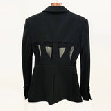 New Star Fashion Perspective Mesh Splicing Suit Personality Mesh Splicing