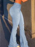 Distressed High Waist Ripped Jeans-Outfit