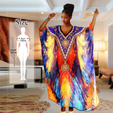 Retro Printed Morrocan Kaftan Plus Size Indie Folk V-neck Batwing Sleeve Side Split Summer Dress For Women Clothing