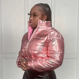 Women Jacket Spring 2022 Female Winter Down Coat Leather Quilted Parkas Mid-long Puffer Bomber Ropa Mujer Toppies