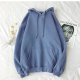 Cotton Hoodies Women Fashion Solid Color Casual Hooded Sweatshirt Streetwear Loose Hip Hop Pullover Hoodie Couple