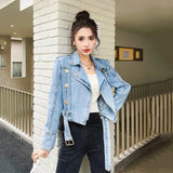 2023 Designer new Fashion Women's Gold Buttons blue Denim Motorcycle Biker zipper Jean