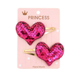 Sequins Cartoon Love Heart Crown Hair Clips for Girls Handmade Boutique Hairpins Baby Clips Kids Hair Accessories