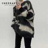 Mohair Striped Oversized Sweater Pullover Women Winter 2020 Long Loose Knitted Sweater Korean Fashion
