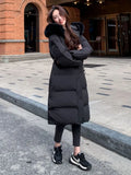 Women Long Puffer Jacket 90% White Duck Down Coat Large Natural Fox Fur Hooded Female Feather