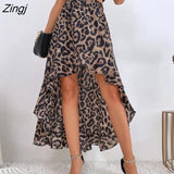 Fashion Floral Print Skirts for Women Summer Skirt 2022 New Casual Skinny Chic Irregular Ruffle Hem A-line Midi