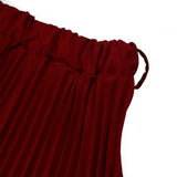 High Waist Pleated Long Skirt With Belt- Outfit