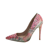 Pointed Toe Women Pumps Lady Wedding Party Shoes PU Leather Snakes Party High Heels YG006