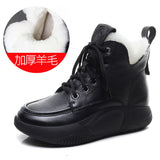 Leather Short Boots Women Winter Flat Bottom With Round Head Real Snow Boots Retro Martin Boots Retro