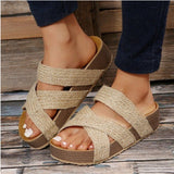 Casual Cool Drag Woman 2025 New Flat Bottom Thick Bottom Cross-Woven Solid Color Cold