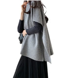 And Winter Vertical Loose Short-Sleeved Knitted Shirt Korean Rough Knitted Shawl Shawl Shawl