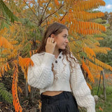 2020 Woman Sweaters Vintage V Neck With Button Pullover Women Cable-knit Twist Winter Femme Cropped Tops Jumper