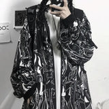 Autumn Harajuku Women Hoodies Cartoon Printing Zip Up Hoodies Loose Oversize Women Sweatshirt Plus Size Female Coat