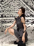 Women Bow Design Elegant Dress Casual Sweet Style Sleeveless O-Neck Dress Women Summer