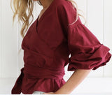 Harajuku Shirts White Blouse Sexy Off Shoulder Tops Solid V-Neck Fashion Women Blouse and Tops Y2K Clothes
