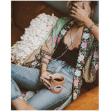 Queens Women Peacock Floral Print Bat Sleeve Beach Bohemian Kimono Maxi Robe Ladies V Neck Boho Summer Bikini