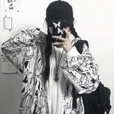 Autumn Harajuku Women Hoodies Cartoon Printing Zip Up Hoodies Loose Oversize Women Sweatshirt Plus Size Female Coat