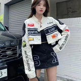 Retro Trend Jackets And Coat Women Y2K New Street Hip-Hop Fashion Baseball Uniform Couple Casual Loose Jacket Top