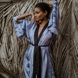 Bohemian Tie dye Striped Long Tunic Sexy Long Kimono Dress Summer Women Beach Wear Casual Elegant Vintage Maxi Dress