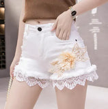 Styles Embroidery Ripped Denim Shorts 3D Floral High Waist Jeans Short Femme 2023 New Frayed Hole Shorts Women Summer