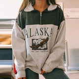 Vintage Design Panelled Letter Print Eagle Fashion Girls Sweatshirt Women 2020 Autumn New Loose Pullover Long Sleeve