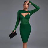 Bandage Dress 2022 Women Long Sleeve Bandage Dress Bodycon Elegant Sexy Purple Evening Party Dress Summer Club