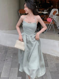 Fashion Halter Fairy Graduation Dresses Summer Woman Korean Solid A-Line Birthday Evering Party Vestidos Female