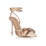 Pointed Toe Bow Stiletto Mid-heel High Heels Women's
