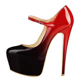 Onlymaker Women Mary Jane Platform Pumps Ankle Strap Stiletto 15~16cm High Heels Dress Buckle Shoes Large Size