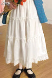 Long Ball Gown Y2K Lace Patchwork Mid-Calf High Waist Skirts A-line Women Japan Style Harajuku Sweet Elegant Cake