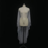 Pearls High Low Wedding Wrap Tulle Prom Party Shawl BOLERO Bridal Cape Elegant Wedding