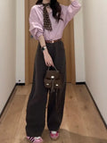 Version Of The Design Sense Of Small Thin And Comfortable Temperament Pure Simple Collar Shirt + Curry