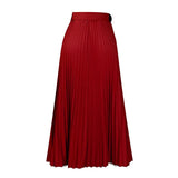 High Waist Pleated Long Skirt With Belt- Outfit