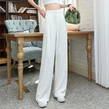 Loose Office Lady Wide Leg Pants Summer Solid Elegant Women Straight Trousers Korean High Waist Pants Chic Suit