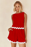 Zingj Spring And Summer 2024 Comfortable Casual Solid Color Sleeveless Shorts Set