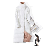 Plus Size Women Double Sided Down Long Jacket White Duck Down Coat Winter Double Breasted Warm Parkas Snow