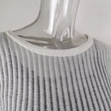 Striped See-Through Long Sleeve Top-Outfit