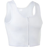 Women Tomboy FTM Zip Up Elastic Chest Binder Breathable Bamboo Slim Fit Tank