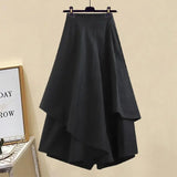 Women 2023 Spring Patchwork Long Sleeve Tops + Asymmetric Pants 2 Piece Suit Female Party Elegant Casual Two Piece