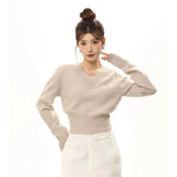 Sweaters V-neck Knitted Top for Women Pullover 2023 Korean New Knitwear Jumper Y2k
