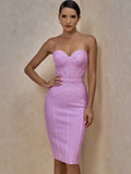 Bandage Dress Lilac Bodycon Dress Evening Party Elegant Sexy Strapless Birthday Club Outfit 2022 Summer New
