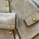 Vintage Cropped Blazer Women Korean Short Tweed Jacket Office Lady Elegant Thicken Quilted Single Breasted Outerwear