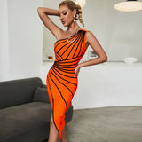 Dress 2022 New Women's Party Dress Elegant Sexy High Quality Nude One Shoulder Bodycon Dress Club Summer Fashion