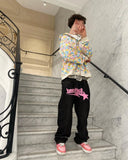 Letter Print Baggy Y2k Men Jeans High Street Vintage Hip Hop High Waisted Casual Straight Wide Leg Jeans Women