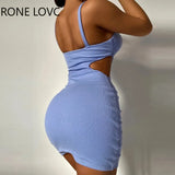 Women Cutout Waist Backless Cami Bodycon Dress Spring Bodycon