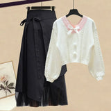 Women Summer Sets Mesh Patchwork Slash Neck Tops + Asymmetric Skirt 2 Piece Sets Female Party Suits Elegant Casual Two Piece
