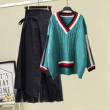 Women Sets Mesh Patchwork Slash Neck Tops + Asymmetric Skirt 2 Piece Suit Female Party Suits Elegant Casual Two Piece